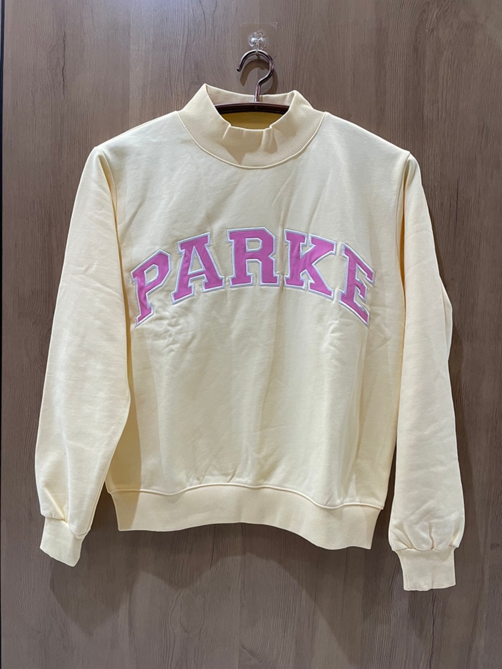 Parke Pale Yellow Mock Neck Varsity Sweatshirt